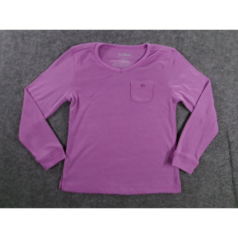 LL Bean Shirt Kids Large Purple Long Sleeve  Retro Outdoor Classic Causal Base